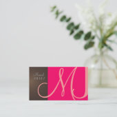 Visitenkarte mit Monogramm in Retro-Farben (Stehend Vorderseite)