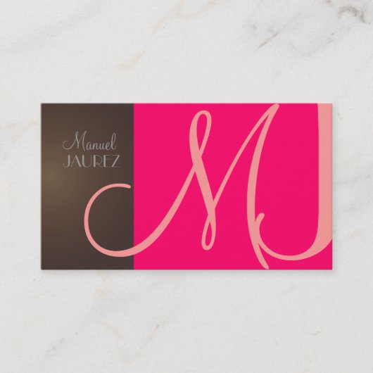 Visitenkarte mit Monogramm in Retro-Farben (Vorderseite)