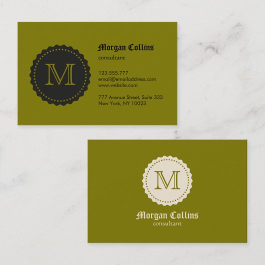 Visitenkarte mit Monogramm und Siegel (Vorne/Hinten)