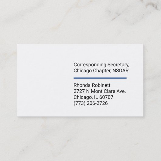 Visitenkarte mit Office/Kapitel (Rückseite)