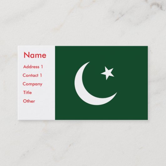 Visitenkarte mit pakistanischer Flagge (Vorderseite)