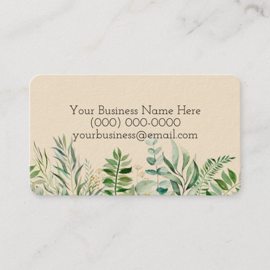 Visitenkarte mit Pflanze, Visitenkarten-Blätter (Vorderseite)