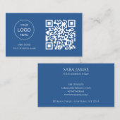 Visitenkarte mit QR-Code | Blaues modernes Design (Vorne/Hinten)