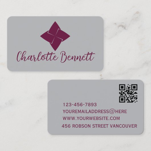 Visitenkarte mit QR-Code | Graues modernes Design (Vorne/Hinten)