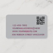 Visitenkarte mit QR-Code | Graues modernes Design (Rückseite)