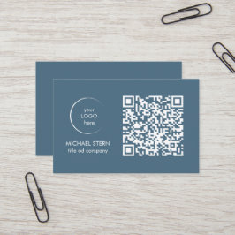 Visitenkarte mit QR-Code & Logo – Blau