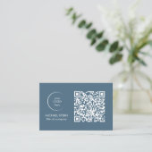 Visitenkarte mit QR-Code & Logo – Blau (Stehend Vorderseite)