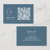 Visitenkarte mit QR-Code & Logo – Blau (Vorne/Hinten)