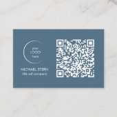 Visitenkarte mit QR-Code & Logo – Blau (Vorderseite)