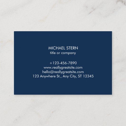 Visitenkarte mit QR-Code & Logo – Dunkelblau (Rückseite)