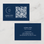Visitenkarte mit QR-Code & Logo – Dunkelblau (Vorne/Hinten)