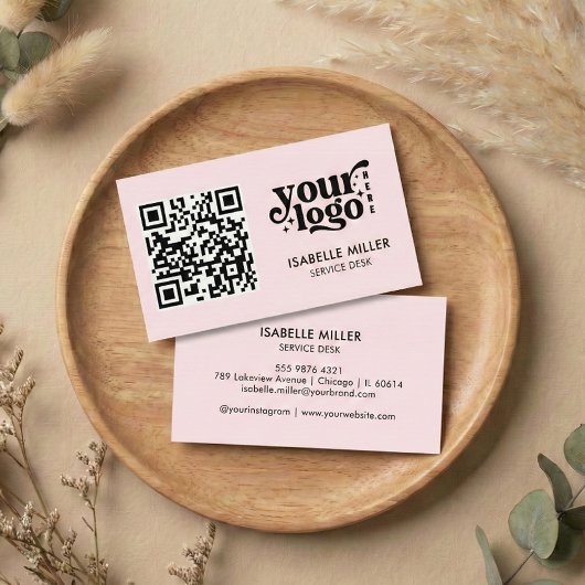 Visitenkarte mit QR-Code | Moderne Pink Design