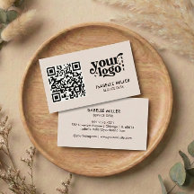 Visitenkarte mit QR-Code | Modernes Beiges Design