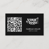 Visitenkarte mit QR-Code | Modernes schwarzes Desi (Vorderseite)