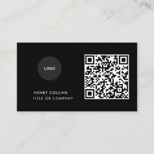 Visitenkarte mit QR-Code   Schwarzes modernes Desi