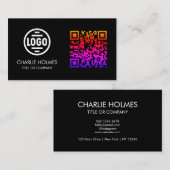 Visitenkarte mit QR-Code | Schwarzes modernes Desi (Vorne/Hinten)