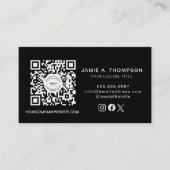 Visitenkarte mit QR-Code Schwarzes modernes Logo (Vorderseite)