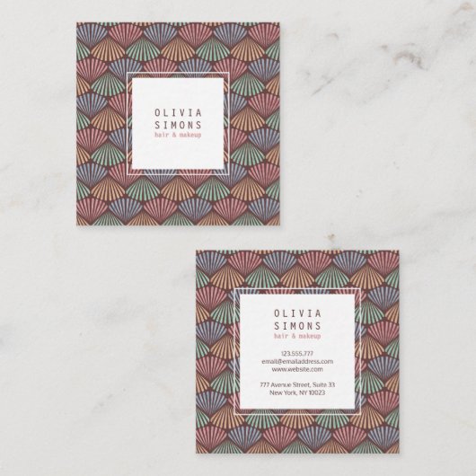 Visitenkarte mit Retro-Muscheln-Muster. (Vorne/Hinten)