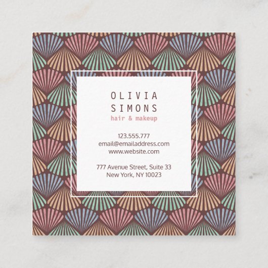 Visitenkarte mit Retro-Muscheln-Muster. (Rückseite)