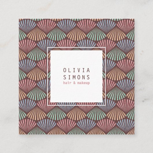 Visitenkarte mit Retro-Muscheln-Muster. (Vorderseite)