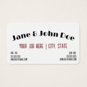 Visitenkarte mit Spot für zwei Namen und Kontakte (Vorderseite)