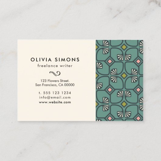 Visitenkarte mit Vintagem Art-Deko-Muster (Rückseite)