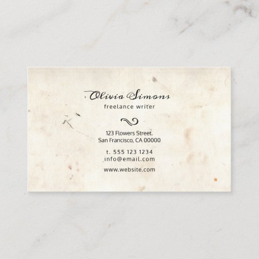 Visitenkarte mit Vintagem Rahmen (Rückseite)