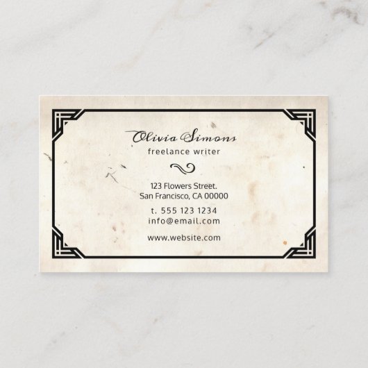 Visitenkarte mit Vintagem Rahmen (Rückseite)