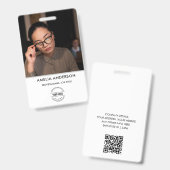 Visitenkarte | Moderner Mitarbeiter großer Foto Ba Ausweis (Vorder- & Rückseite)