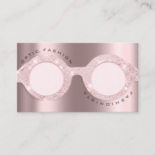 Visitenkarte Optische Rose Glitzer Metallbrille Telefonnummerkarte (Vorderseite)
