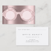 Visitenkarte Optische Rose Glitzer Metallbrille Telefonnummerkarte (Vorne/Hinten)