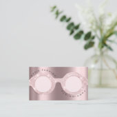 Visitenkarte Optische Rose Glitzer Metallbrille Telefonnummerkarte (Stehend Vorderseite)