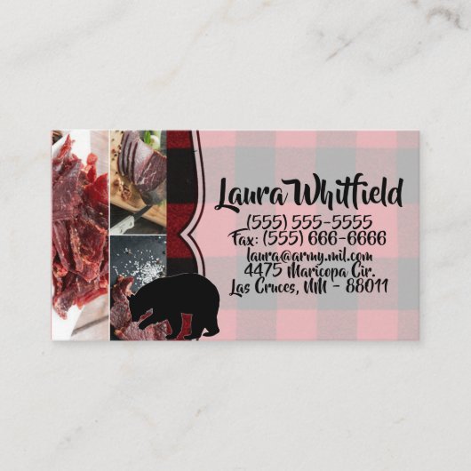 Visitenkarte Red Buffalo Kariert Bär Black (Vorderseite)