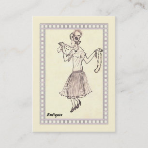 Visitenkarte Retro-Flapper-Girl 1950er-Zeichnung