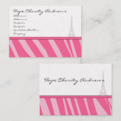 Visitenkarte Rosa Zebra Damask Eiffelturm (Vorne/Hinten)