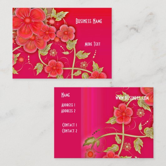 Visitenkarte Rot, Blume (Vorne/Hinten)