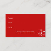 Visitenkarte Rot mit weißem Blumenmuster (Rückseite)