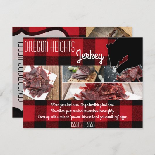 Visitenkarte Roter Buffalo Karierter Bär Postkarte (Vorne/Hinten)