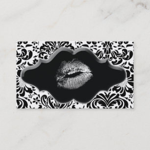Visitenkarte Salon Spa Schwarz Silber Lippen