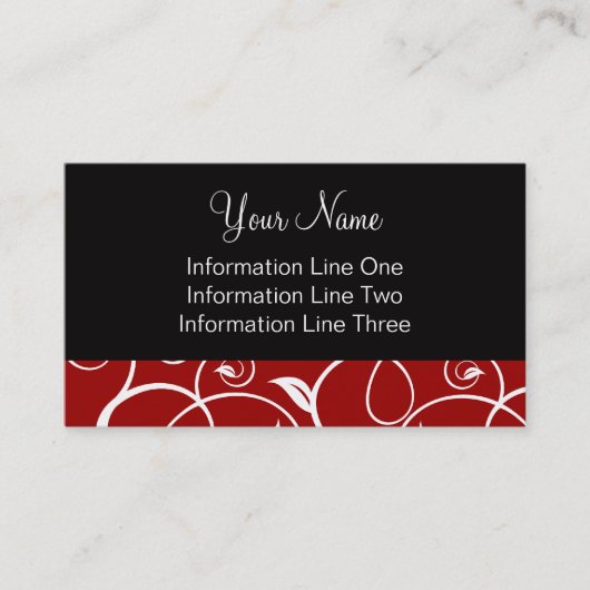 Visitenkarte-Schablone ** gelockte Rebe-hochrotes Visitenkarte (Vorderseite)