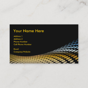 Visitenkarte - Schwarz - Gold - Blaue Halftone