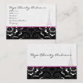 Visitenkarte Schwarz-weiß Damask Eiffelturm (Vorne/Hinten)