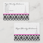 Visitenkarte Schwarz-weiß Damask Eiffelturm (Vorne/Hinten)