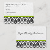 Visitenkarte Schwarz-weiß Damask mit Apple Green (Vorne/Hinten)