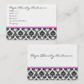 Visitenkarte Schwarz-weißer Damast mit rosafarbene (Vorne/Hinten)