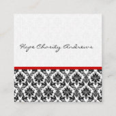 Visitenkarte Schwarz-weißer Damast mit rotem Trick (Rückseite)