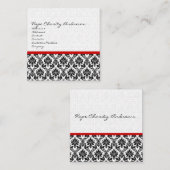 Visitenkarte Schwarz-weißer Damast mit rotem Trick (Vorne/Hinten)