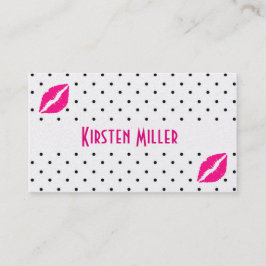 Visitenkarte/schwarze Polka Punkte mit heißen rosa Terminkarte