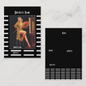 Visitenkarte Schwarzes Button Vintages Retro Girl (Vorne/Hinten)