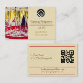 Visitenkarte Sektgläser + Sekt Catering rot golden (Vorne/Hinten)